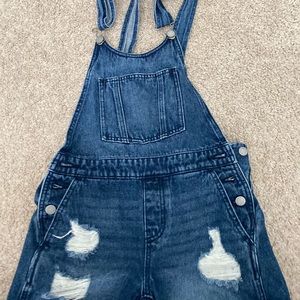 Denim shorts overalls